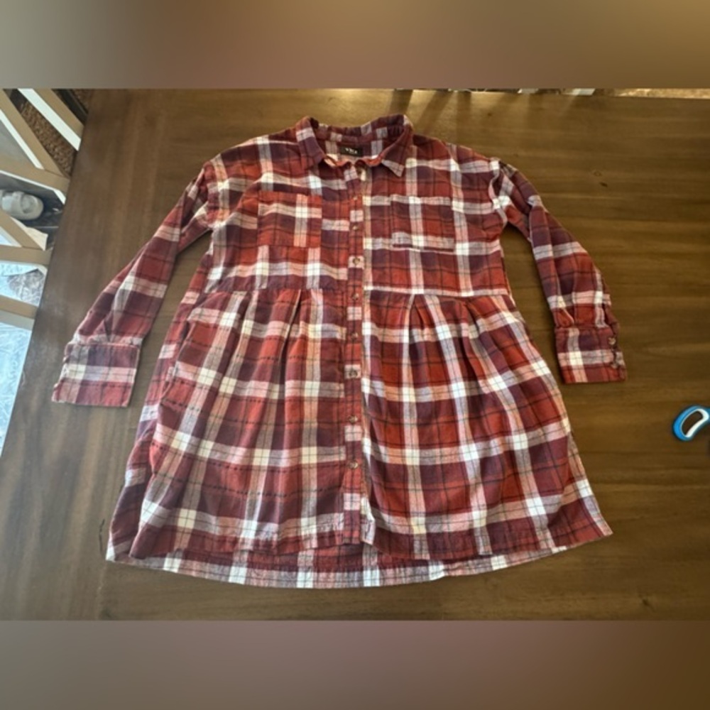 Vici Red Plaid Cotton Dress with Pockets Size Medium